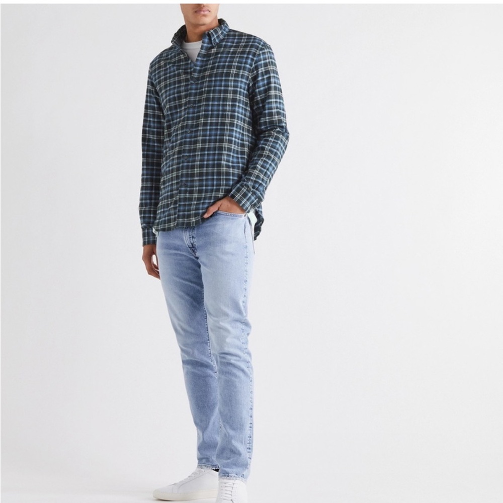 CLUB MONACO - Slim-Fit Button-Down Collar Checked Cotton-Flannel Shirt - Black